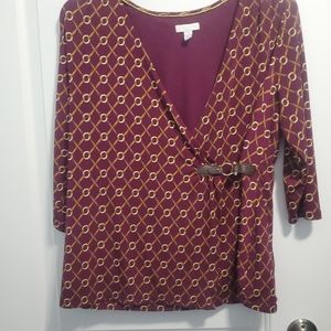 Charter Club Maroon & gold wrap top